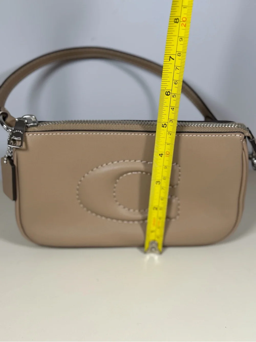 Coach Mini Shoulder Bag in Tan Leather with Embossed 'C'